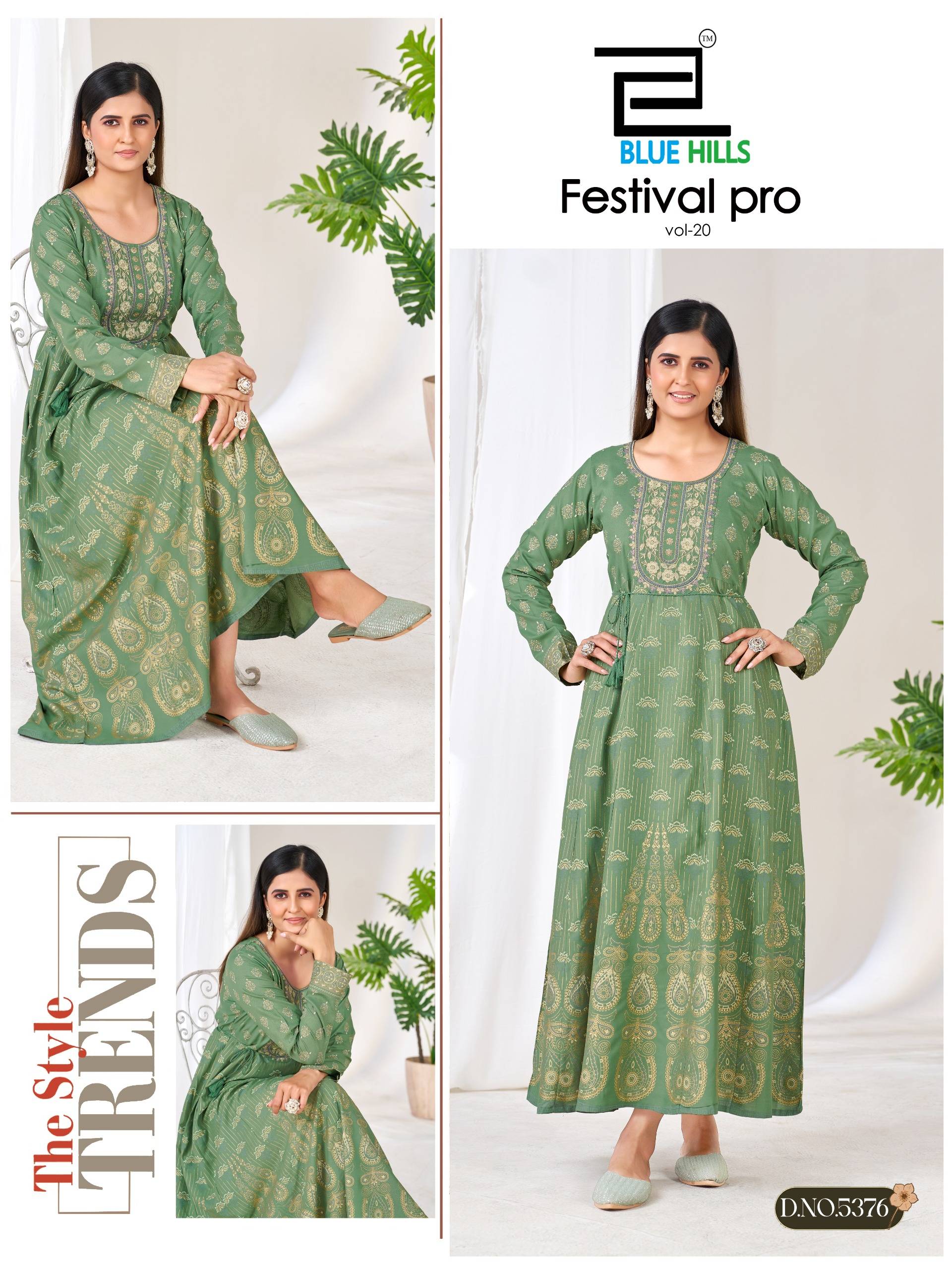 Festival Pro Vol.20 By BLUE HULLS Designer Ethnic Wear Collection Rayon Kurtis At Wholesale Price